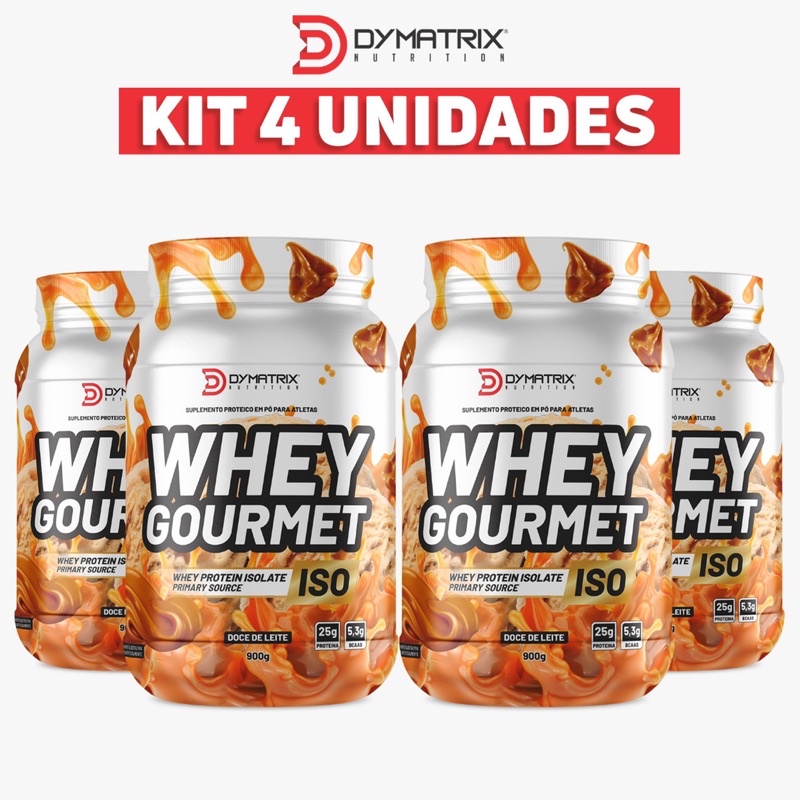 Kit 4 Und Whey Protein Iso Gourmet Dymatrix 900g Cada Shopee Brasil