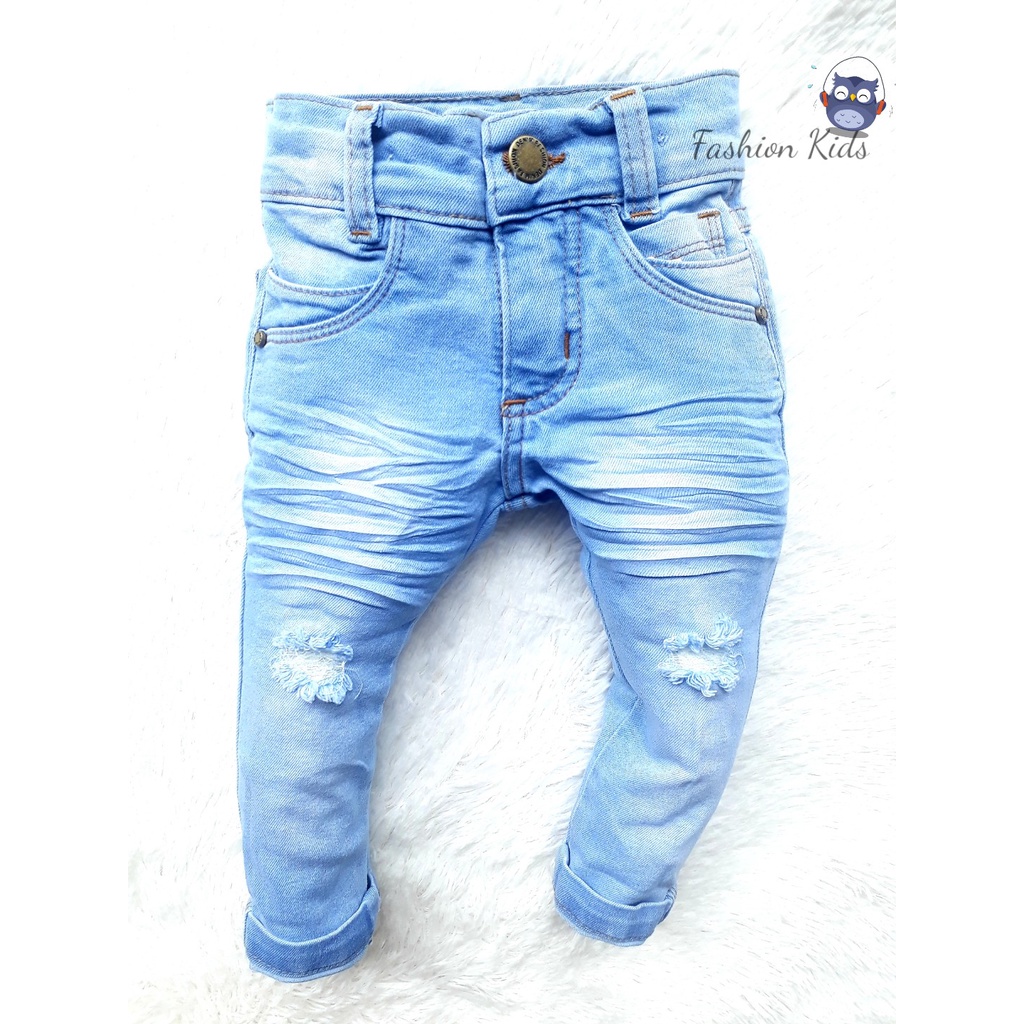 Roupa Infantil Calça Jeans Clara Destroyed Rasgada Menino Estiloso