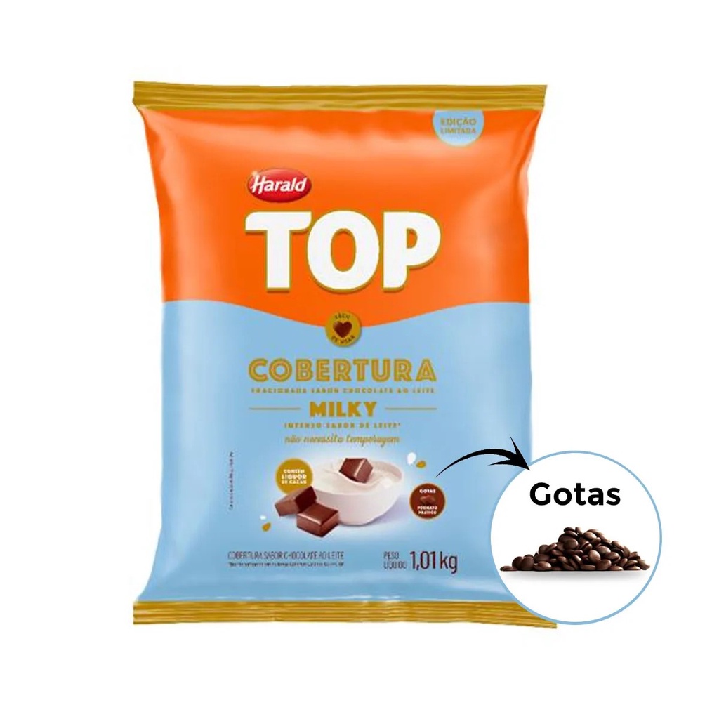 Chocolate Cobertura Fracionada Top Milky 1,01kg Gotas - Hara