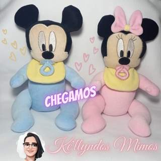 Boneco Mickey ou Minie baby pelúcia artesanal