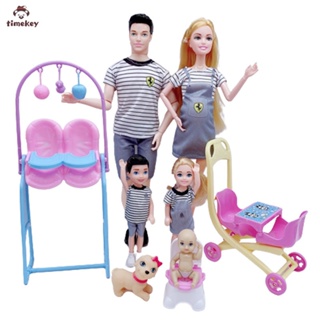 TK 6pcs Família Boneca Grávida Mamãe Bebê Pai Crianças Para Bonecas Barbie  Conjunto