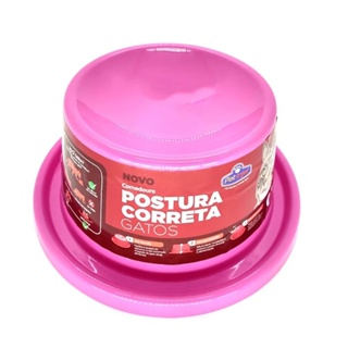 Comedouro Postura Correta Para Gatos Pet Injet Rosa