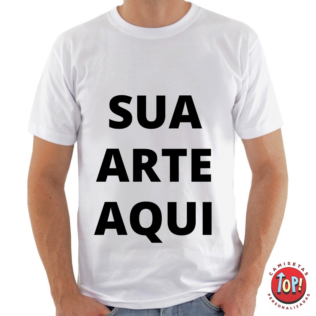 Camiseta Personalizada Branca Premium Poliester Fio 30.1 Escolha sua Estampa