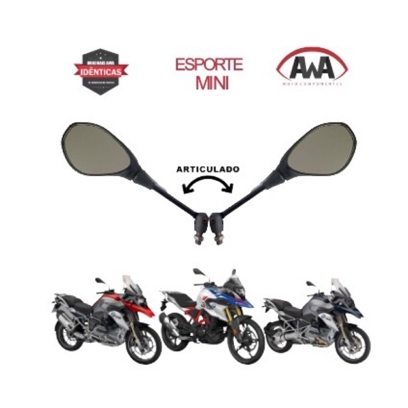 Retrovisor Mini Bmw Gs 650 F800 Articulado Rosca Honda Par Shopee