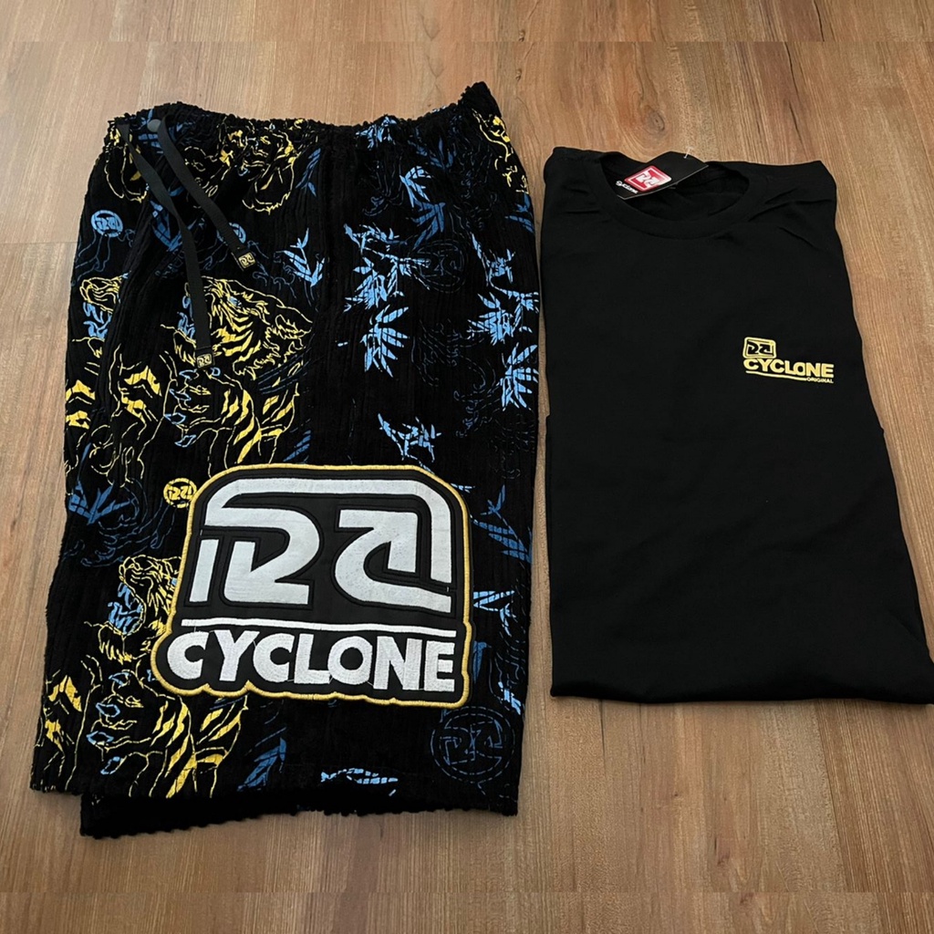 Kit Bermuda Veludo Cyclone Dragão Escuro + Camisa Algodao Setas Preta