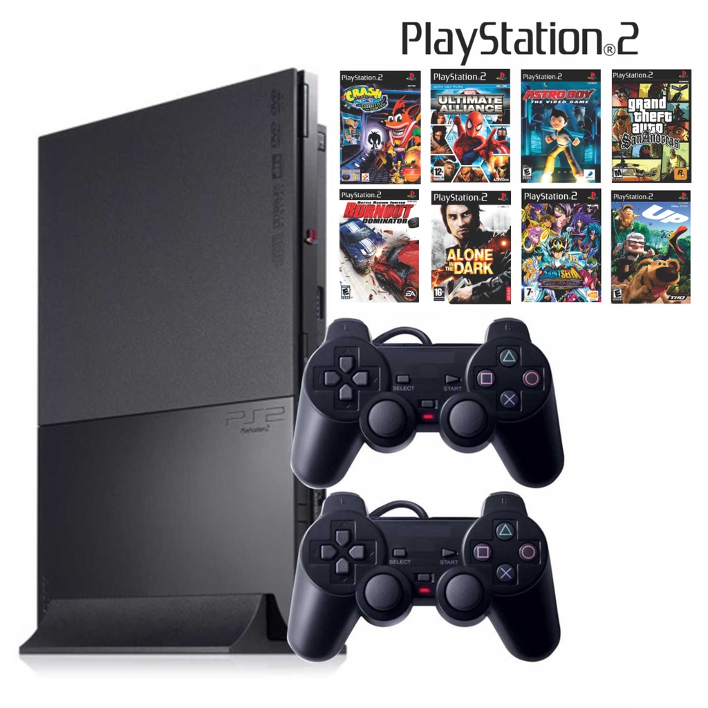Playstation 2 Completo Na Promoção Ps2+ 02 Controles+ 5 Jogos+