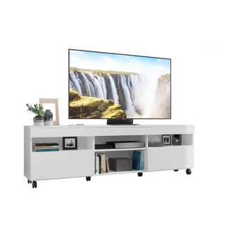 Rack com Rodízios para TV até 65" Multimóveis Paris FG3325 com 2 Portas Branco
