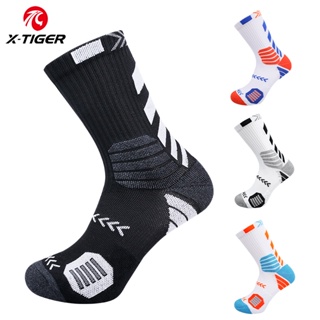 [X-TIGER Meias Esportivas Premium De Basquetebol Corrida Tênis De Ciclismo Homens Mulheres Algodão Espesso Corte Alto