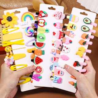 1Set Sweet Cartoon Fruits Hairpin Para Meninas Mini Flower Conjunto De Clipes De Pêlos De Animais Crianças Boutique Barrettes Headwear Hairwear Acessórios