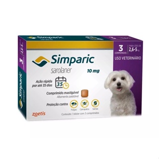 Simparic 10 mg 3 Comprimidos - Cães de 2,6 a 5 kg - Zoetis