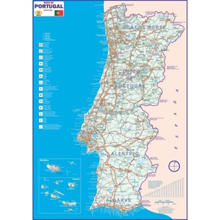 Mapa Portugal Espanha Península Ibérica 120 Cm X 90 Cm