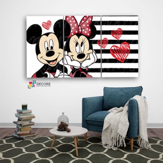 quadro decorativo 3 peças mickey e minnie disney