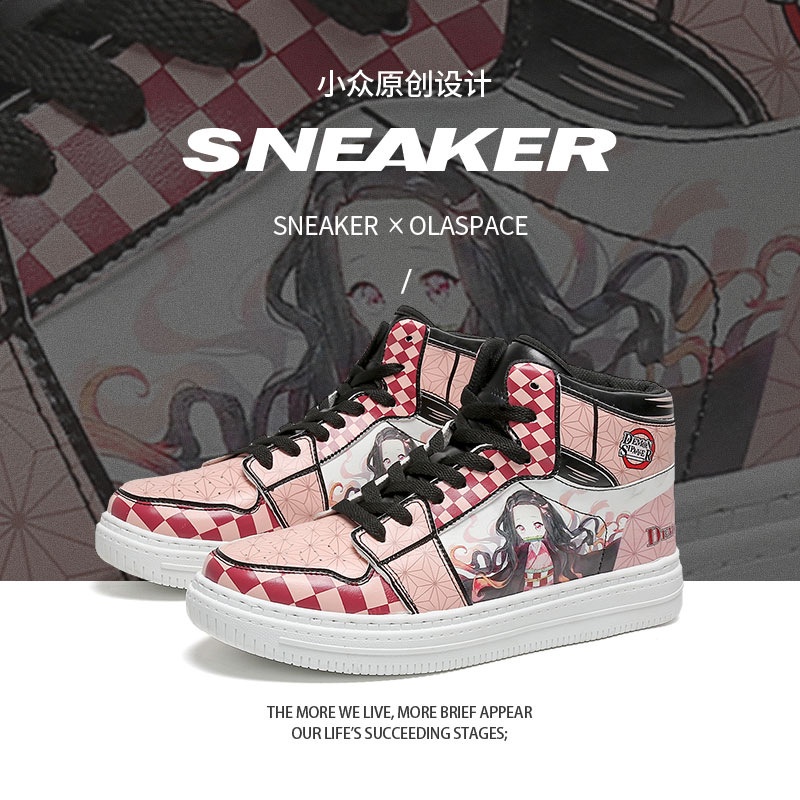 Pink girl heart cartoon high-top Sapatos De Treinamento Esportivo skateboard casual