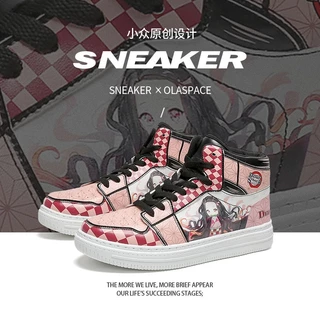 Pink girl heart cartoon high-top Sapatos De Treinamento Esportivo skateboard casual