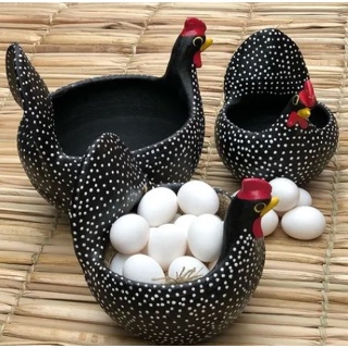 Galinha Artesanal De Barro Porta Ovos Tamanho G - 36 Ovos
