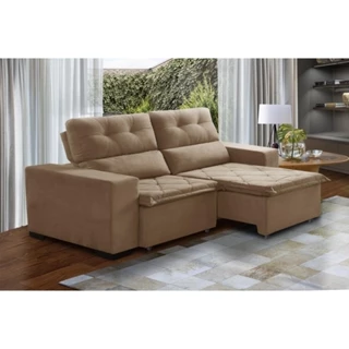 Sofá Soft Slim 3L Retrátil e Reclinável 2,00m Pluma Castor