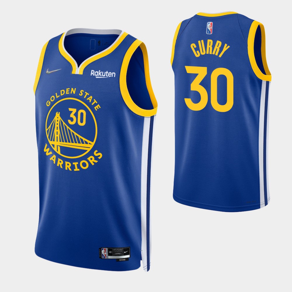 75th Anniversary Golden State Warriors Stephen Curry 30 Camisa de nba Basquete Bordada Masculina blue