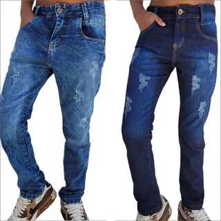 Kit Calça Jeans Infantil com Regulador Kit com 2 Calca Jeans infantil e juvenil
