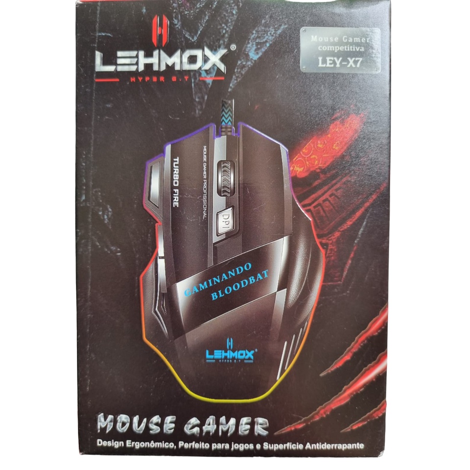 Mouse Usb Gamer lehmox Led 7 Botoes 1200 - 3200 Dpi GT-X7