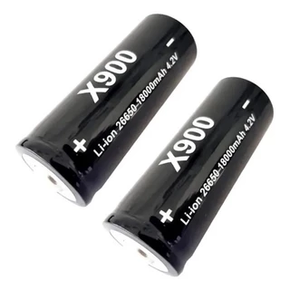 Kit 2 Bateria Recarregável Lanterna X900 26650 12800mah 4.2 v