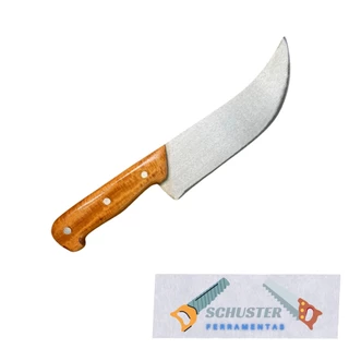 Faca Artesanal/ Profissional Cozinha/ Churrasco Curvada/ Coureadeira Grande 7,5'' pol- cabo de madeira lâmina em aço carbono