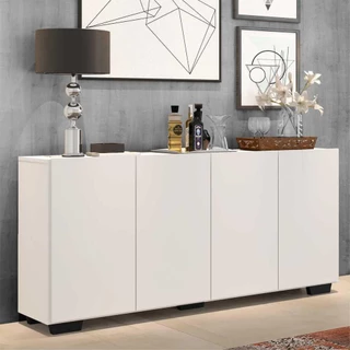 Aparador Buffet Multimóveis Veneza 4 Portas FG3557 Branco/Preto