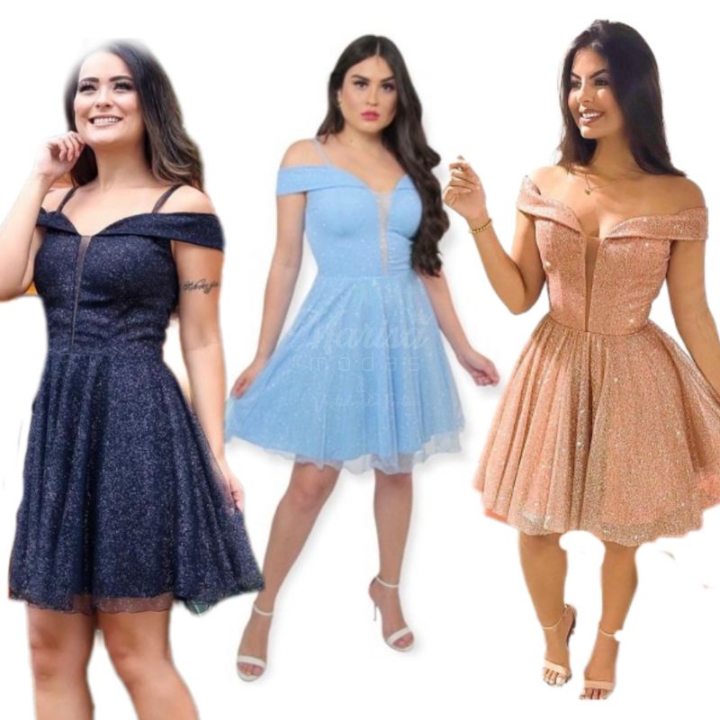 Vestidos de best sale debutantes azul curto