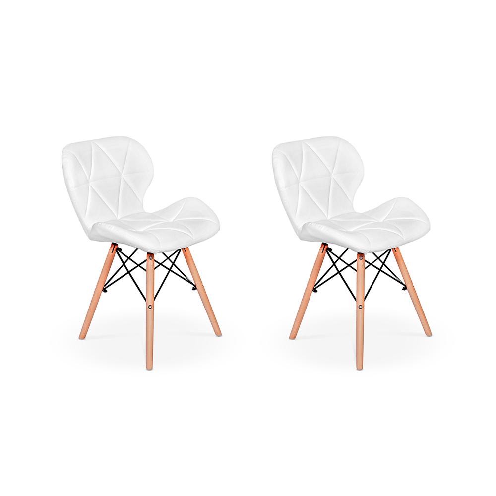 Kit 02 Cadeiras Charles Eames Eiffel Slim Wood Estofada