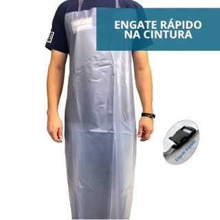 Avental De Vinil Pvc Transparente Impermeável Engate Rápido P/ Cozinha Limpeza Açougueiro Churrasco