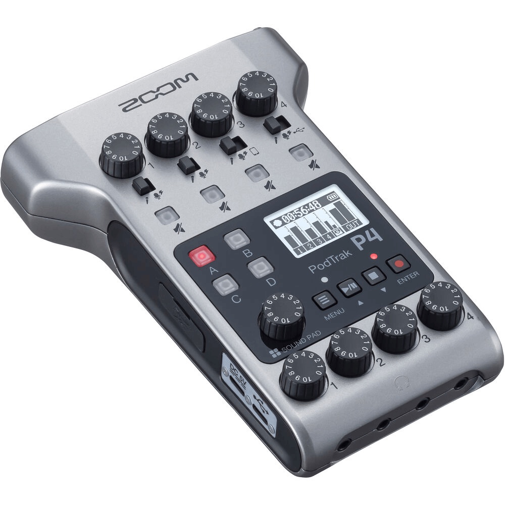 Gravador de Áudio Zoom PodTrak P4 Podcast Multitrack Portátil