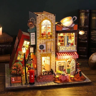 Diy Doll House Móveis Leve Bok Nook 3 Em 1 Dollhouse Hut Casa Miniaturas Crianças Para Brinquedos Aniversário Natal Presentes De Ano Novo