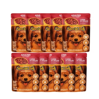 Kit 10 Ração Special Dog Sachê Cães Raças Pequenas Carne - 100g
