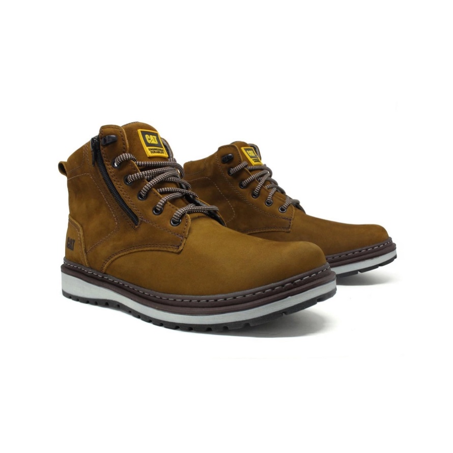 Bota Coturno Caterpillar Masculina Em Couro ZipOne Cano Medio Cat