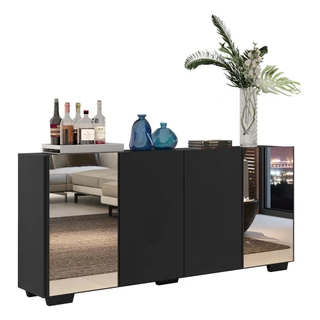 Aparador Buffet com Espelho Multimóveis Vegas FG3563 Preto
