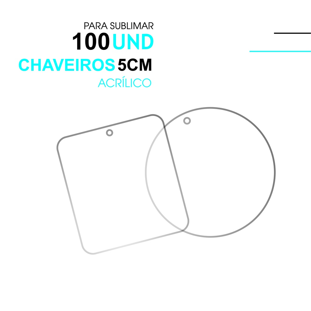 100 CHAVEIROS ACRÍLICO POLIMERO PARA SUBLIMAÇÃO SEM ARGOLA