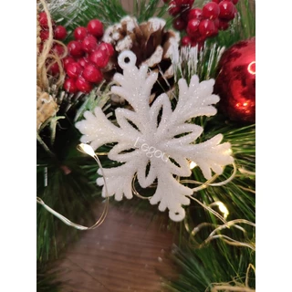 Enfeite de Natal Pendente Floco de Neve c/Glitter 6x7,5cm 15 Unidades WF1078