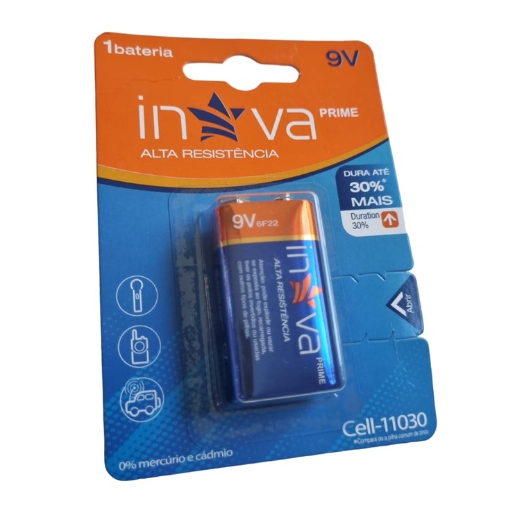 Pilhas AA AAA Inova 1.5V Alcalinas Baterias 9V Alta Resistência