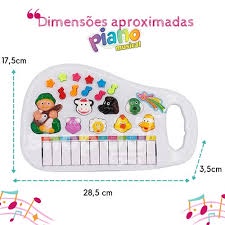 Brinquedo Piano Teclado Animal Brinquedo Infantil Sons Fazenda Sitio