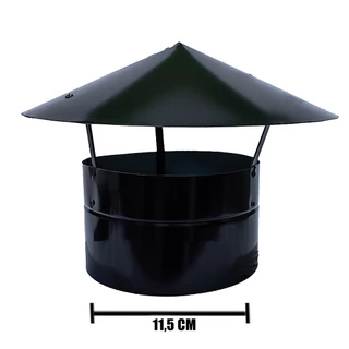Chapéu chinês para chaminé em aço galvanizado / preto 11,5cm (115mm)
