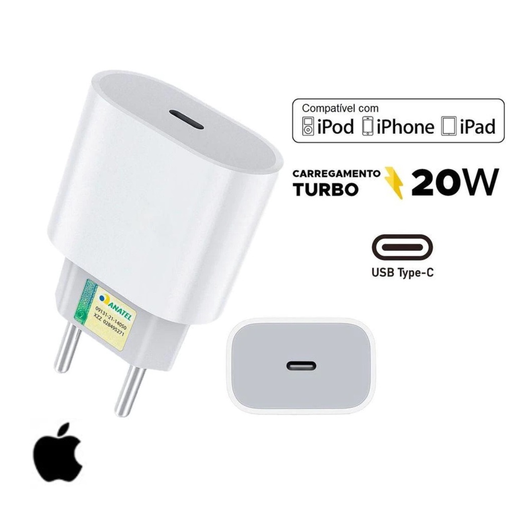 Caixinha Carregador de iPhone Turbo 20w Original Apple - Fonte Tomada ...