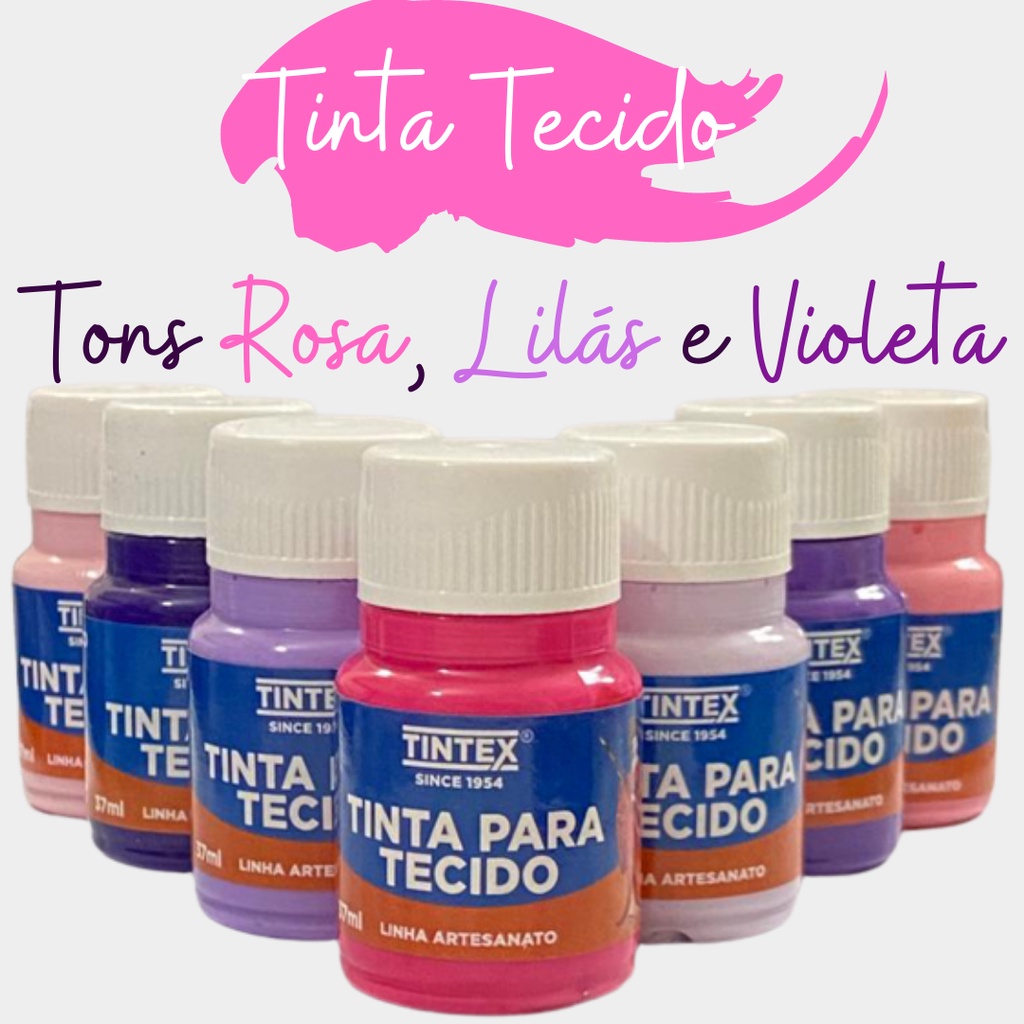 TINTA PARA TECIDO FOSCA TONS DE ROSA, LILÁS E VIOLETA TINTEX 37ml/100ml ...