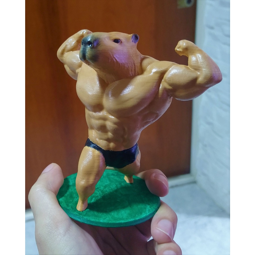Capivara Bodybuilder meme em resina 3d