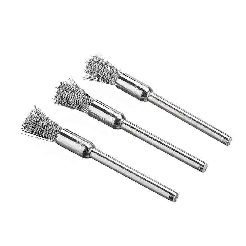 kit 3 escova de aço tipo pincel para micro retifica