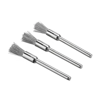kit 3 escova de aço tipo pincel para micro retifica
