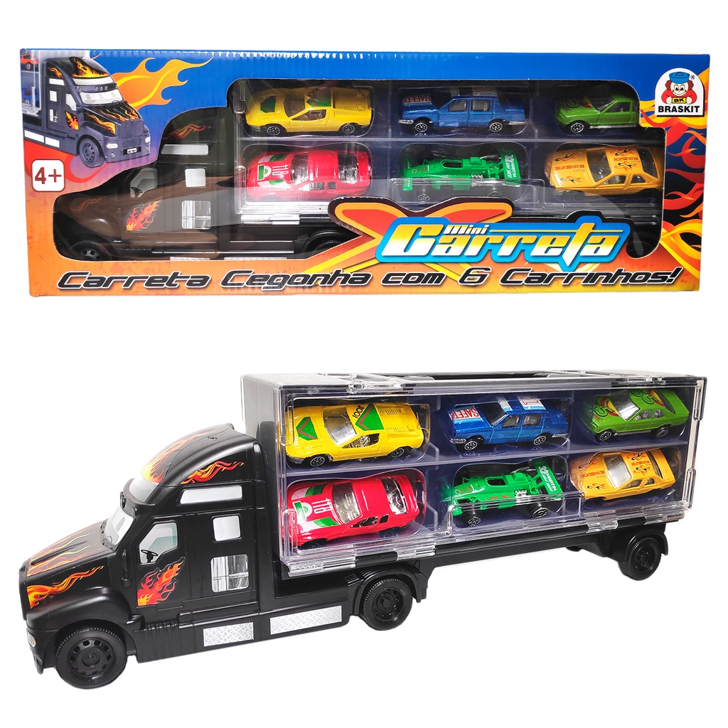 Caminhão Cegonha de Brinquedo Magnum com Carrinhos