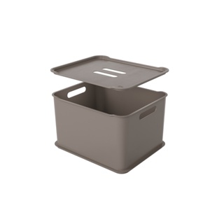 Cesta Organizadora Grande com Tampa Coza Fit 30,5 x 18,5 x 12,4cm Warm Gray