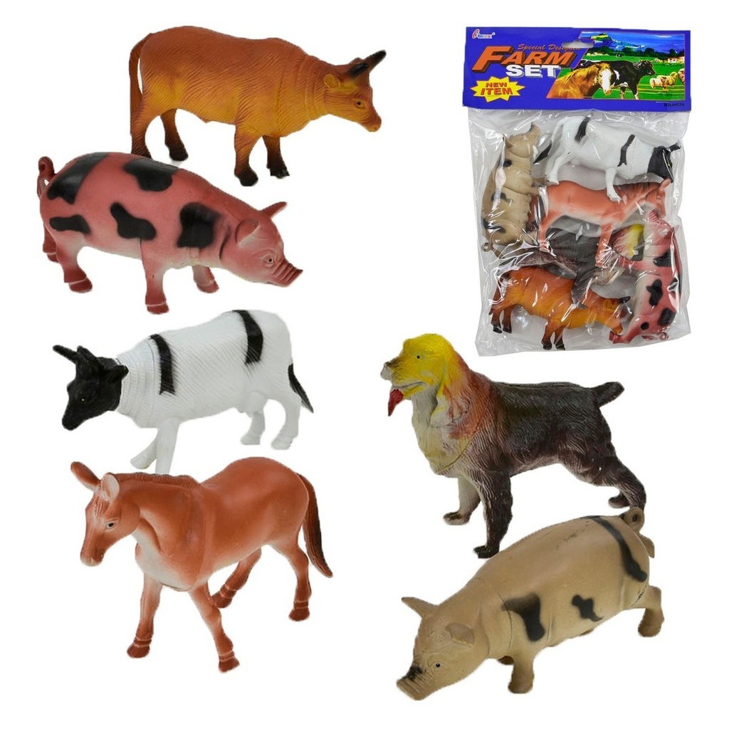 Kit Animais Da Fazenda Fazendinha De Brinquedo Borracha Shopee Brasil