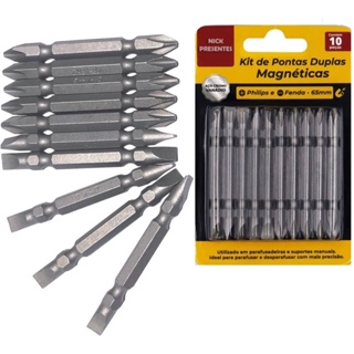 Kit Ponteira Parafusadeira 10 Bit Ponta Dupla Magnético 110mm