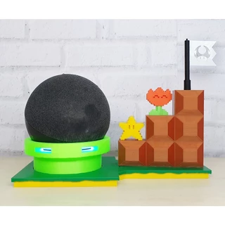 Suporte Alexa Echo Dot 4 ou Echo Dot 5 Cenário Super Mario - Presente, decoração criativa, música, som, stand de mesa Amazon