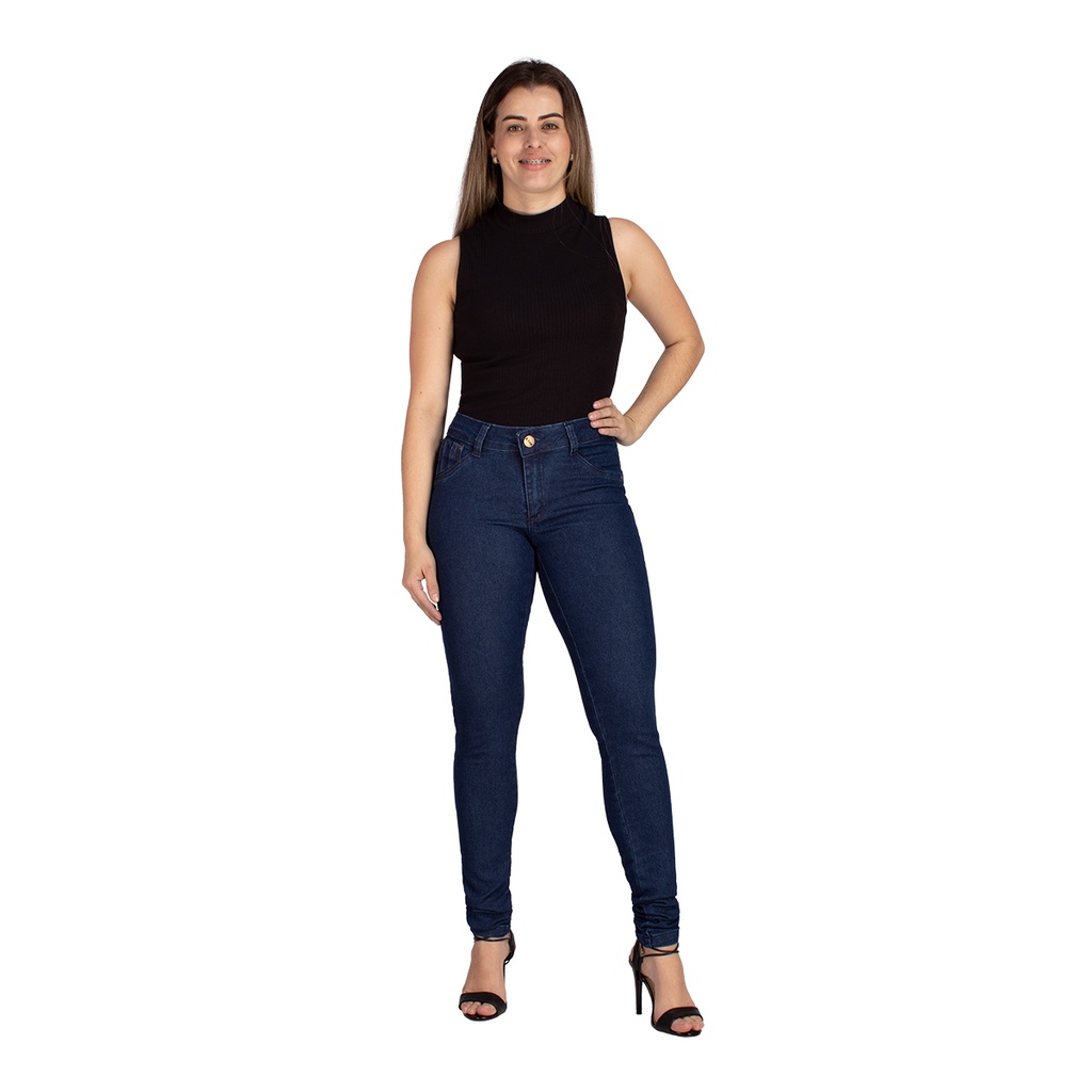 Calça Jeans Feminina Cintura Alta Super Skinny - Etiqueta Casual